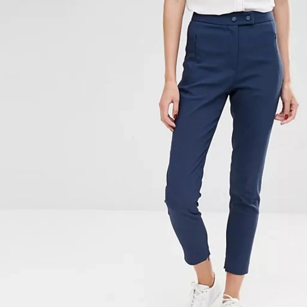 Whistles Brand Women's Eva Navy Blue Ankle‎ Zip Trousers